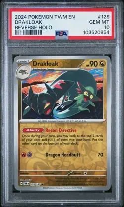 2024 POKEMON TWM EN #129 DRAKLOAK REVERSE HOLO PSA 10 TWILIGHT MASQUERADE POP 5 - Image 1