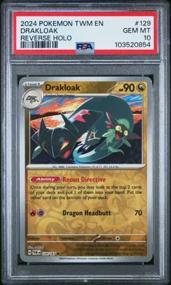 2024 POKEMON TWM EN #129 DRAKLOAK REVERSE HOLO PSA 10 TWILIGHT MASQUERADE POP 5 - Image 2