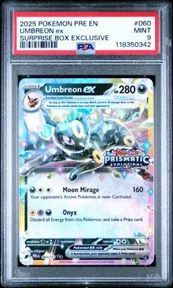 2025 POKEMON PRE EN-PRISMATIC EVOLUTIONS SURPRISE BOX EXCLUSIVE UMBREON EX PSA 9 - Image 1