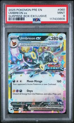 2025 POKEMON PRE EN-PRISMATIC EVOLUTIONS SURPRISE BOX EXCLUSIVE UMBREON EX PSA 9 - Image 1