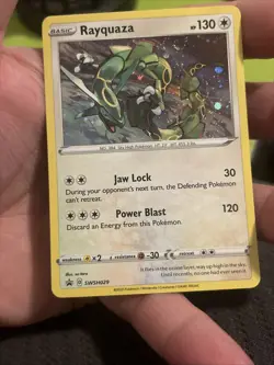 🔥Pokemon TCG-Rayquaza-SWSH029-Cosmos Holo Black Star Promo SWIRLLLLL - Image 1