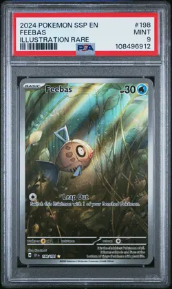 2024 POKEMON SSP EN-SURGING SPARKS ILLUSTRATION RARE #198 FEEBAS PSA 9 - Image 1