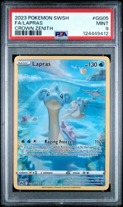 2023 POKEMON SWORD & SHIELD CROWN ZENITH #GG05 FULL ART/LAPRAS PSA 9 - Image 1