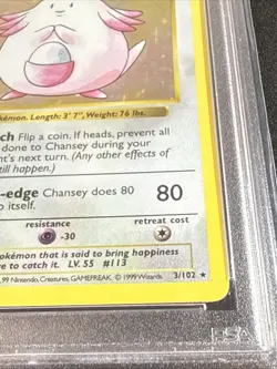 PSA 5 - 1st Edition Chansey Shadowless Holo Base Set3/102 WOTC Pokemon TCG - Image 5