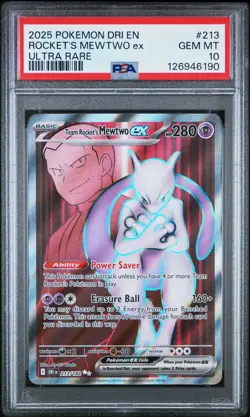 2025 POKEMON DRI EN-DESTINED RIVALS ULTRA RARE TEAM ROCKET'S MEWTWO EX PSA 10 - Image 1
