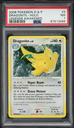 PSA 7 Dragonite Holo Rare Legends Awakened D&P 2008 Pokemon Card #2 - Image 1