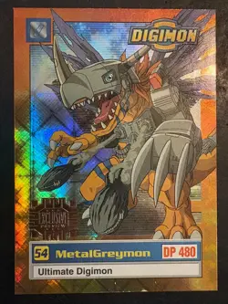 FOIL PRISM Digimon Card MetalGreymon U6 Upper Deck 1999 Holo Parallel 54 DP 480 - Image 1