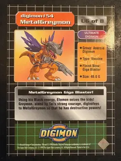 FOIL PRISM Digimon Card MetalGreymon U6 Upper Deck 1999 Holo Parallel 54 DP 480 - Image 2