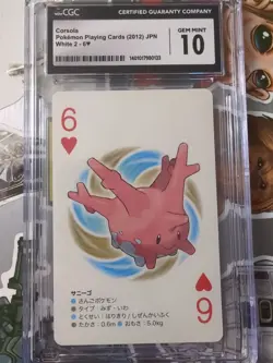 Corsola 6 of Hearts White Kyurem Deck Poker Playing Card Pokemon CGC 10 - Image 1