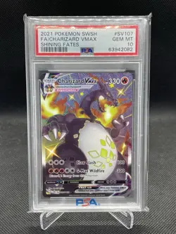 2021 POKEMON SWORD & SHIELD SHINING FATES #SV107 FULL ART/CHARIZARD VMAX PSA 10 - Image 1