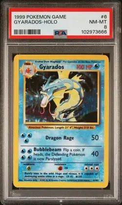PSA 8 Gyarados Holo Rare 6/102 Pokemon Base Set English 1999 NM-MT - Image 1