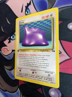 Ditto 18/62 Fossil 1st Edition Pokemon Card TCG LP Vintage - Image 3