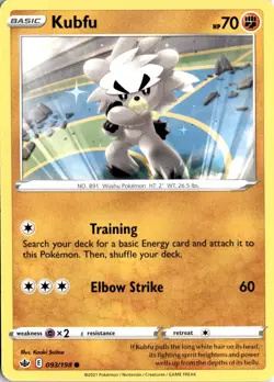 Kubfu Common SWSH06: Chilling Reign 093/198 Pokemon Card TCG - Image 1