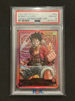 PSA 10 Lecafig Monkey D Luffy ST01 001 Gold ver Weekly Jump ONE PIECE Card Game - Image 1