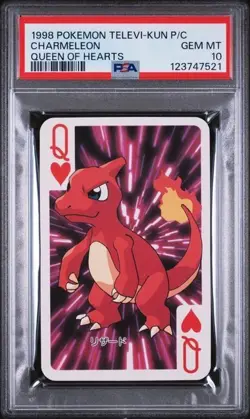 PSA 10 GEM MINT 1998 Pokemon Televi-Kun Charmeleon Queen of Hearts Playing Card - Image 1