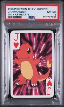 PSA 8 1998 Pokemon Televi-Kun Charmander Jack of Hearts Playing Card - Image 1