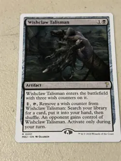 mtg white border Wishclaw Talisman, Mystery Booster 2, unplayed - Image 1