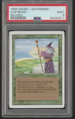 1994 MTG Magic the Gathering Revised Fastbond Freshly Graded PSA 9 Mint Low POP! - Image 1