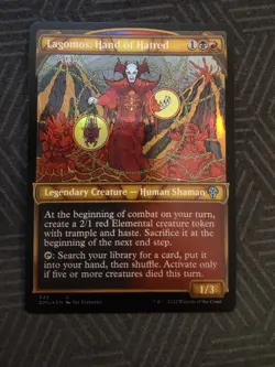 mtg lagomos, hand of hatred showcase textured foil 345 dominaria united - Image 1