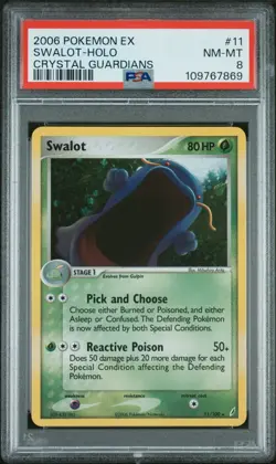 2006 POKEMON EX CRYSTAL GUARDIANS 11 SWALOT HOLO - PSA 8 - Image 1