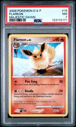 2008 POKEMON DIAMOND & PEARL MAJESTIC DAWN #19 FLAREON PSA 7 - Image 1