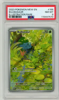 2023 Pokemon Scarlet & Violet 151 Bulbasaur Illustration Rare #166 PSA 8 - Image 1