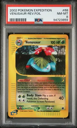 2002 POKEMON VENUSAUR REVERSE REV HOLO FOIL #68 ESERIES EXPEDITION PSA 8 NM WOTC - Image 1