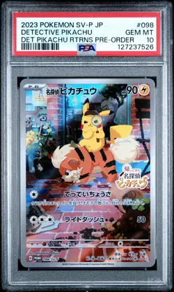 2023 POKEMON JAPANESE SV-P PROMO #098 DETECTIVE PIKACHU PSA 10 - Image 1