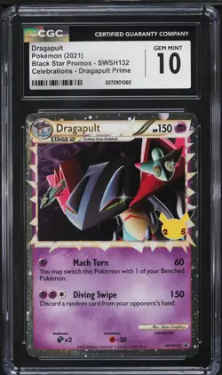 2021 Pokemon SWSH Black Star Promo Celebrations Prime Dragapult CGC 10 GEM MINT - Image 1