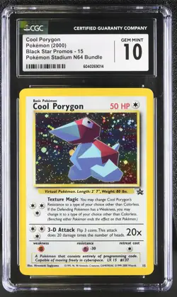 CGC 10 GEM MINT Cool Porygon 2000 Black Star Promo 15 Holo Pokemon Card - Image 1