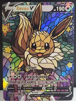 Eevee CUSTOM Stained Glass Holo Van Gogh Shiny Card For Display Only - Image 2