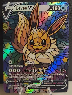Eevee CUSTOM Stained Glass Holo Van Gogh Shiny Card For Display Only - Image 3