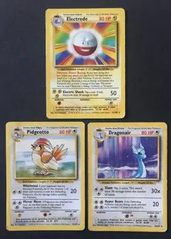 3 X Base Set RARE NON-HOLO Pokemon Cards Electrode Dragonair Pidgeotto 22/102 PL - Image 1