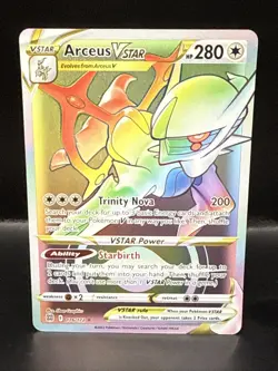 Pokemon Arceus VSTAR TCG Holo Card Brilliant Stars 176/172 Rainbow Secret Rare - Image 1