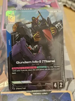 GUNDAM CARD GAME GUNDAM MK-II (TITANS) GD02-003 R+ FOIL ENGLISH DUAL IMPACT NEW - Image 1