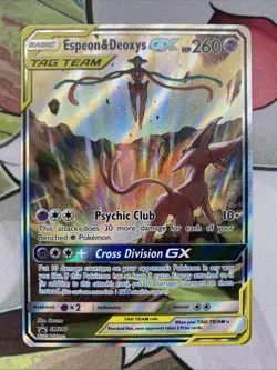 Espeon & Deoxys GX Tag Team Pokemon Card SM240 Promo (Next Day Shipping) - Image 1