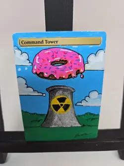 Command Tower Altered Art - Cartoon Donut over Nuclear Tower - One-of-a-Kind - Image 3