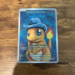 Charmander With Grey Felt Hat Pokemon ACG Card Holo Foil Art Anime Van Gogh Cute - Image 1