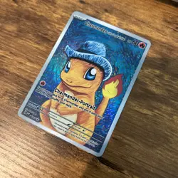 Charmander With Grey Felt Hat Pokemon ACG Card Holo Foil Art Anime Van Gogh Cute - Image 2