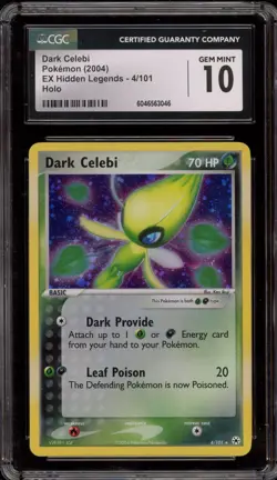 Pokemon Dark Celebi EX Hidden Legends Holo Rare #4 CGC 10 Gem Mint - Image 1