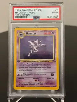1999 POKEMON FOSSIL 1ST EDITION #6 HAUNTER-HOLO PSA 9 - Image 1
