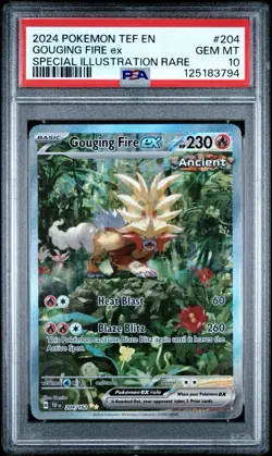 2024 Pokemon SWSH Temporal Forces Gouging Fire ex Full Art 204/162 SIR PSA 10 - Image 1