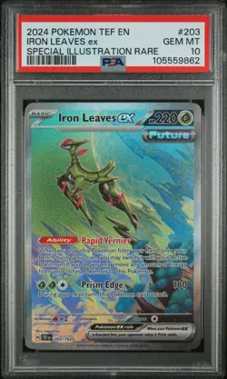 2024 Pokemon Temproal Forces #203 Iron Leaves ex SIR PSA 10 GEM MINT - Image 1
