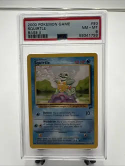 2000 Pokemon Base Set 2 Squirtle #93 - PSA 8 NM-MT - Image 1