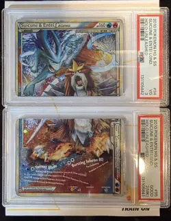 PSA Sequential Suicune and Entei HG&SS Legend Unleashed Pokemon TCG - Image 1