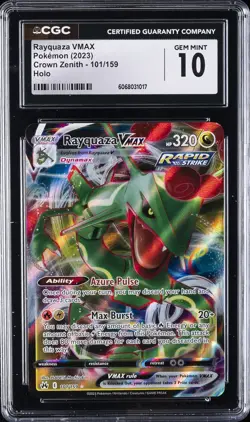 2023 POKEMON CROWN ZENITH - HOLO #101/159 RAYQUAZA VMAX CGC 10 GEM MINT - Image 1