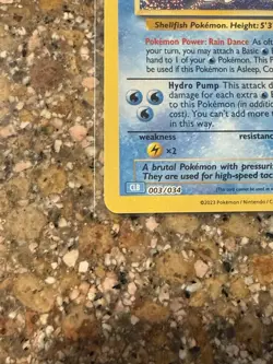 Blastoise 003/034 Trading Card Game Classic Holo MINT - Image 5