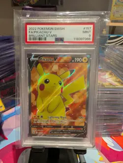 Pokemon TCG Brilliant Stars Pikachu v Card 157/172 Swsh09 PSA 9 - Image 1