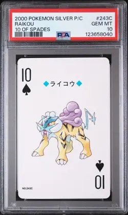 PSA 10 GEM MINT 2000 POKEMON SILVER PLAYING CARD #243 RAIKOU 10 OF SPADES - Image 1