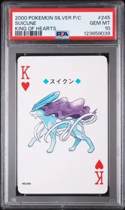 PSA 10 GEM MINT 2000 POKEMON SILVER PLAYING CARD #245 SUICUNE KING OF HEARTS - Image 1